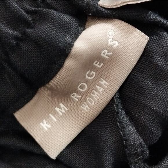 KIM ROGERS! PURE LINEN! RICH BLACK CROPPED , NOTCHED ANKLE PANTS, SLACKS! SZ 1X - Picture 8 of 11